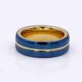 thumbnail image 6 of Wedding Ring Men 8mm Blue Stainless Steel Wedding Band Gold Groove & Inside, 6 of 7