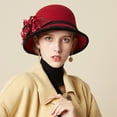 thumbnail image 3 of Prolriy Fedora Hats for Women, Women Vintage Beret Fashion Party Top French Warm Painter Hat Cap Hat Baseball Caps Vintage Womens Hats Wine One Size, 3 of 5