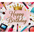 thumbnail image 4 of Cosmetics Themed Happy Birthday Banner Background Party Decoration Photography Prop Backdrop Birthday Celebration Party Supplies, 4 of 7