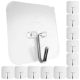 thumbnail image 1 of Paquete de 12 ganchos adhesivos para colgar ganchos de pared resistentes, 22 libras. ER, 1 of 5