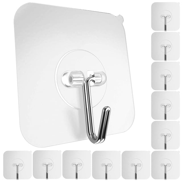 Paquete de 12 ganchos adhesivos para colgar ganchos de pared resistentes, 22 libras. ER