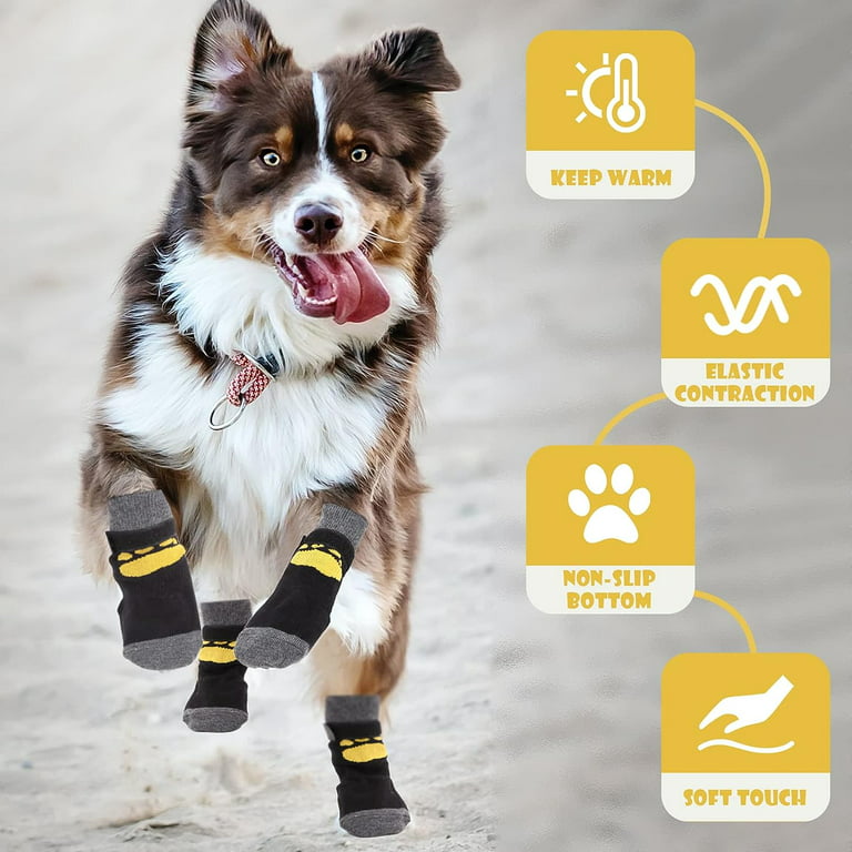 8PCs Dog Socks for Hardwood Floors to Prevent Licking,Dog Boots Paw  Protector with Non Anti Slip, Dog Grips Slippers for Large Senior Dogs 