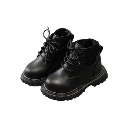 

Baozhu Toddler Boys Girls Boots Waterproof Leather Lace Up Ankle Anti-slip Rubber Sole Baby Hiking Boots Warm Winter Boots