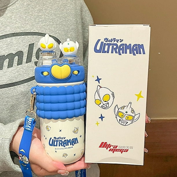 Nueva taza aislada de Mickey para niños, taza de agua escolar de acero inoxidable 316 para estudiantes, taza doble con pajita para beber de oso de fresa