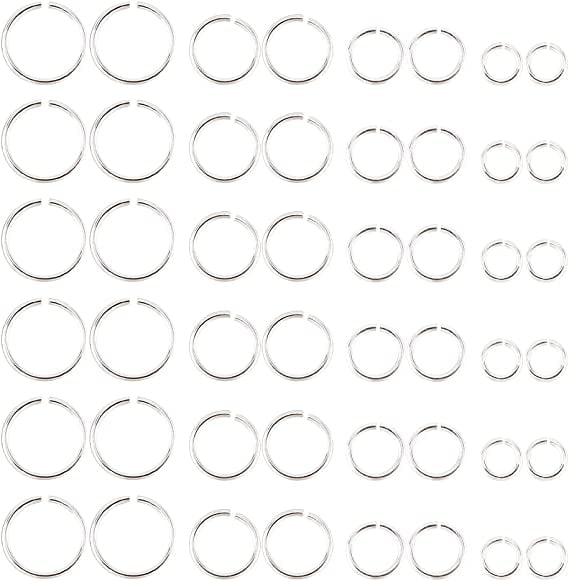 80Pcs 4 Sizes Sterling Silver Jump Rings 2/2.5/4/5mm Open Jump Rings DIY Split Rings Small O