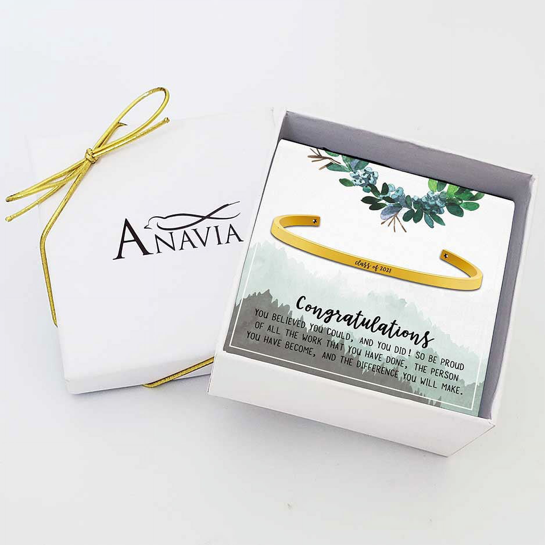 Anavia Enjoy the Journey Graduation Gift for Best Friend - Class of 2021 College Graduation Gift for Friend - Stainless Steel Bangle Gift