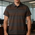 thumbnail image 4 of ZOYOEN Mens Striped Polo Shirts with Pocket- Regular Fit Casual Short Sleeve Classic Summer Business Shirts Dark Gray Size XL, 4 of 8