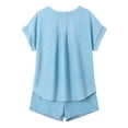 thumbnail image 4 of Favoffer Women Faux Denim Blend Sets Short Sleeve Button Front Shirts Loose Pocket Shorts Two Piece Outfits for Beach Vacation Summer Daily Leisure Time, 4 of 7