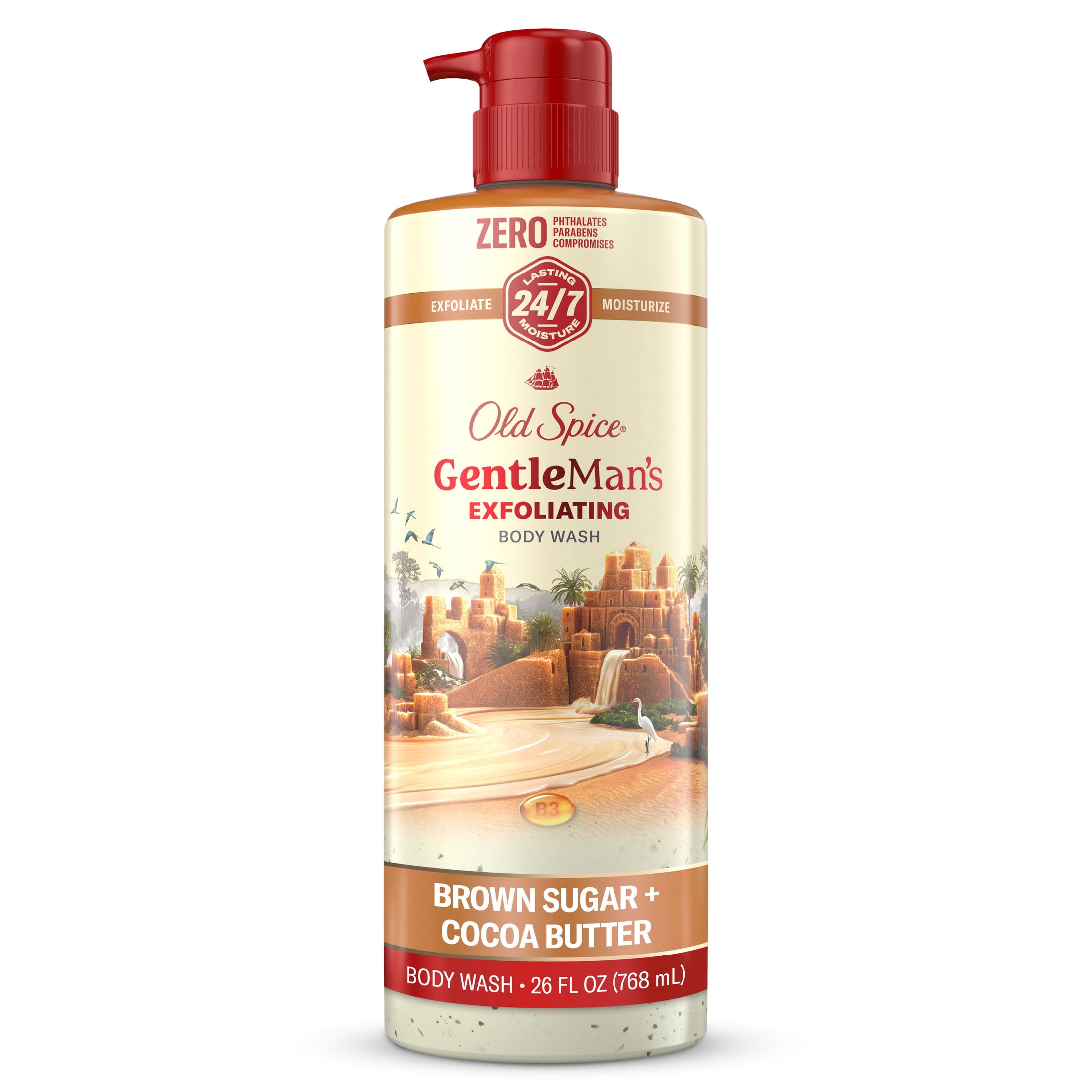 (2 pack) Old Spice Body Wash for Men, Exfoliation + Moisturization, Brown Sugar + Cocoa Butter, 26 fl oz