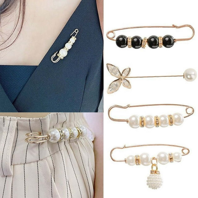 Xihbxyly Artículos por menos de 10 dólares. Broche de perlas, broche de diamantes en temperamento, hebilla para cambiar tamaño de la cintura