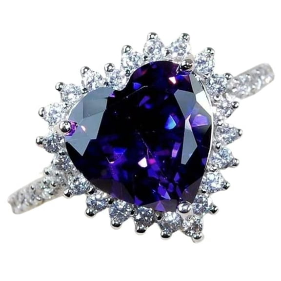 HeartsAndYou 2.4ct Natural Purple Amethyst Engagement Ring 14k SOLID White Gold Solitaire