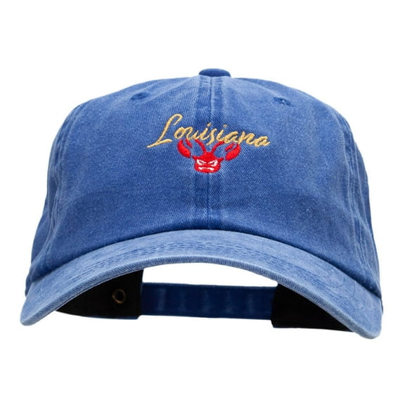 Louisiana Crawfish Embroidered Unstructured Cotton Cap - Royal OSFM