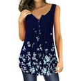 thumbnail image 1 of Débardeur Sans Manches pour Femmes Été Col Rond Boutons Chemises Blouse à Manches Courtes Décontractée Ample T-Shirts Mode Imprimé Camisole, 1 of 4