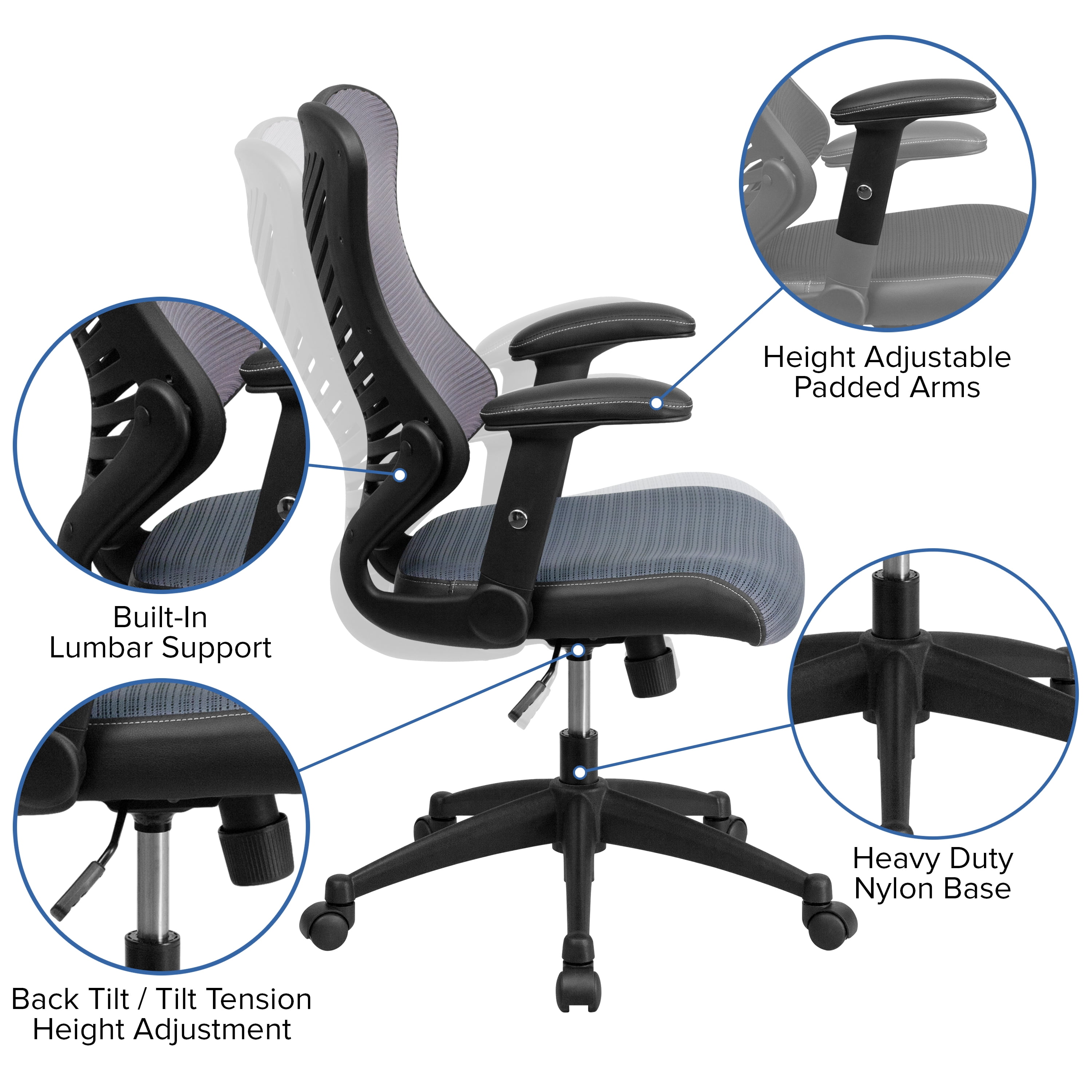 Flash Furniture High Back Designer Gray Mesh Executive Swivel Ergonomic Office Chair with Adjustable Arms