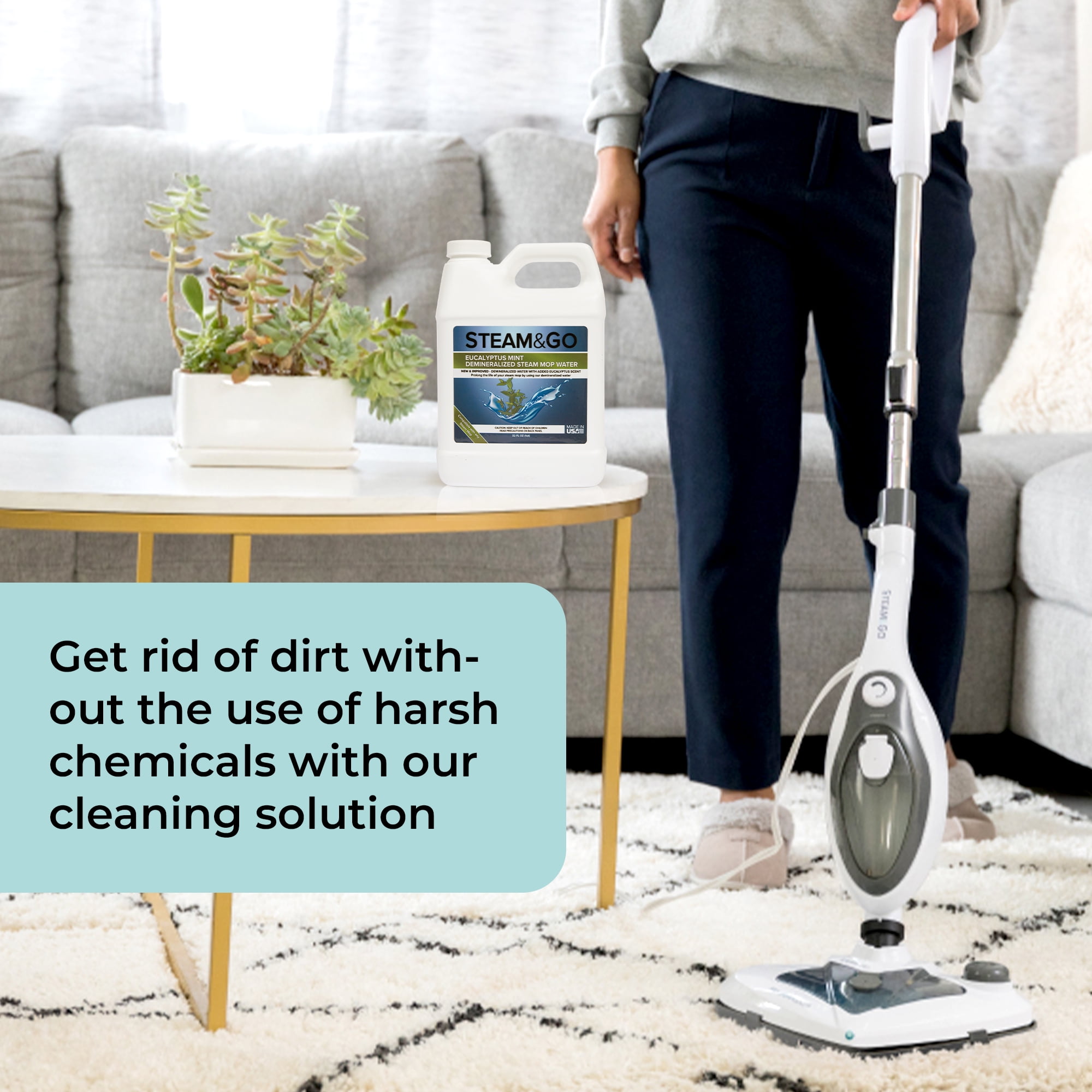 Steam & Go - Demineralized Water for Steam Cleaner, PVC-Free Floor