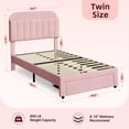 thumbnail image 2 of Twin Size Bed Frame with Bookcase Headboard,Velvet Upholstered Platform Bed with 2 Under-Bed Drawer,Easy Assembly, 2 of 7