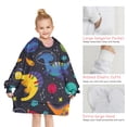 thumbnail image 6 of DarkBlue Cartoon Dinosaurs Planets Pattern Blanket Hoodies for Kids 6-13YR Oversize Wearable Blanket Hoodies for Boys Girls Teens, 6 of 7