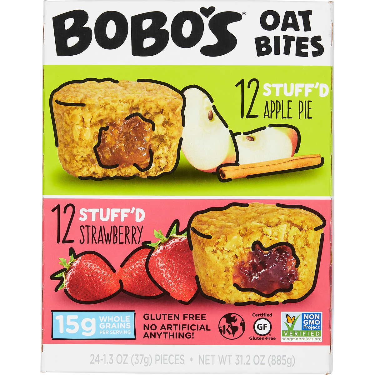 Buy Bobo's Stuffed Oat bites Variety Pack, 1.3 oz, 24 Count (12Stuff'd
