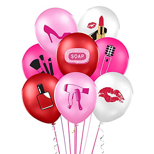 Spa Makeup Theme 21st Birthday Party Supplies Happy Birthday Balloon Banner Number 21 Foil Balloons Lipstick Kissy Lips Balloon for Women Girls Ladies 21st Birthday Party Decorations