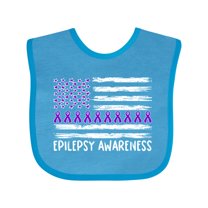 Inktastic Epilepsy Awareness Purple Ribbons and Flag Boys or Girls Baby Bib