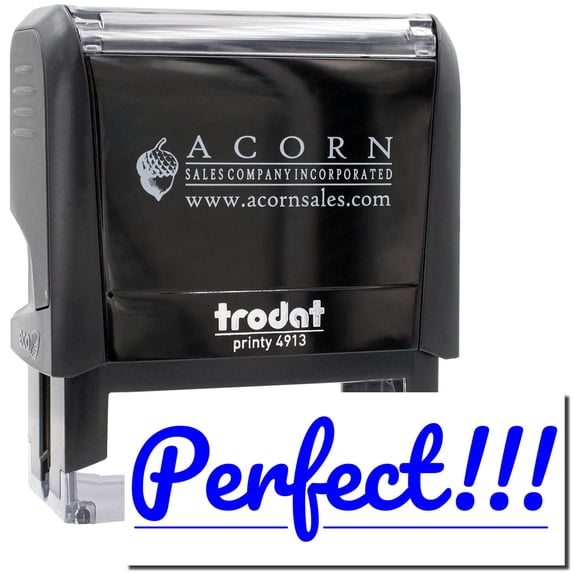 Large Self-Inking Perfect Stamp, Trodat Printy 4913, Press and Print Stamping, Impression Size 7/8" x 2-1/4", Up to 10,000 Impressions - Blue Ink