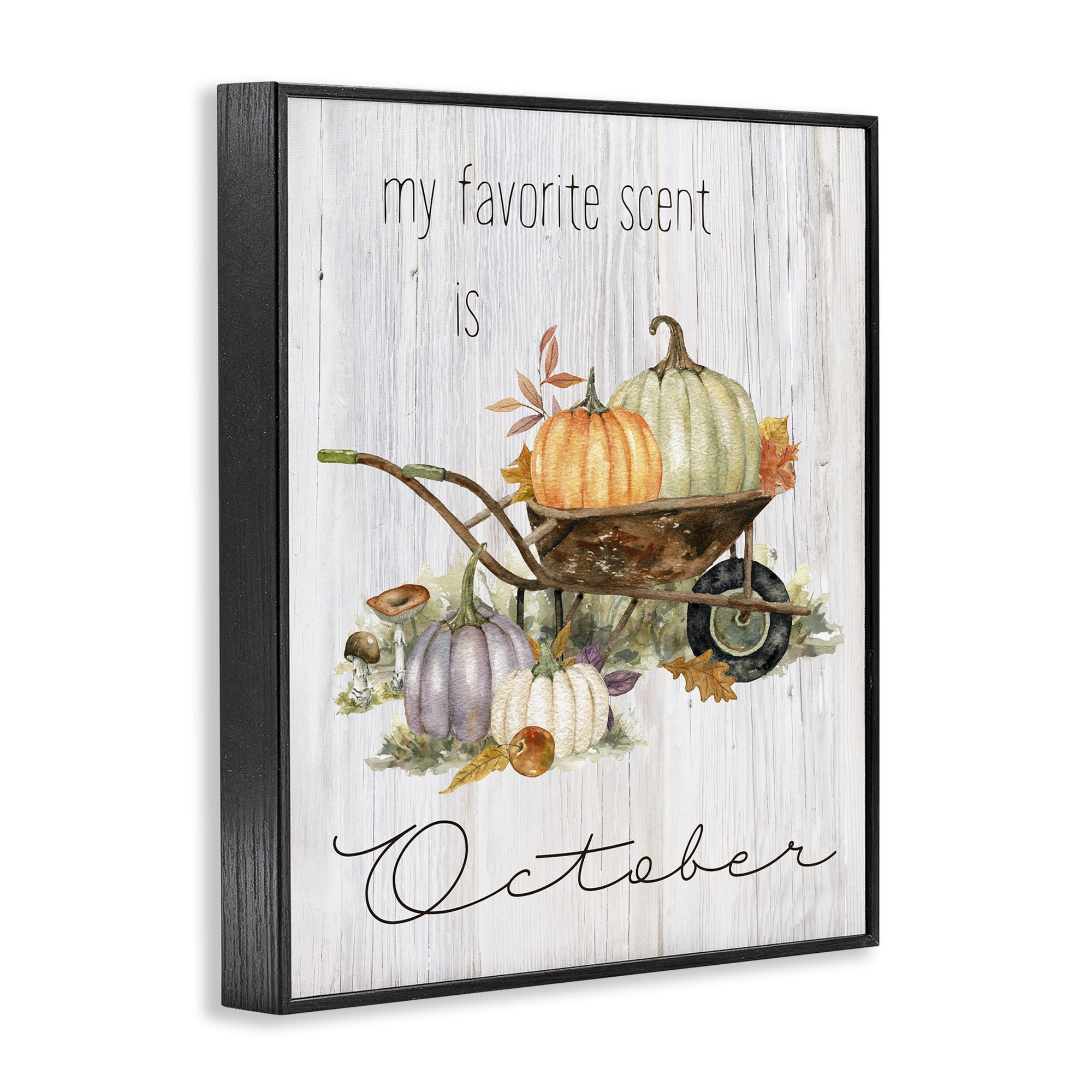 Stupell Industries Favorite Scent is October Holiday Painting Black Framed Art Prints Wall Art, 11 x 14