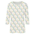 thumbnail image 4 of Bowake T-Shirts de Pâques pour Femmes Été Grandes Tailles Mignons Col Rond Manches 3/4 Œuf de Pâques Graphique, 4 of 5