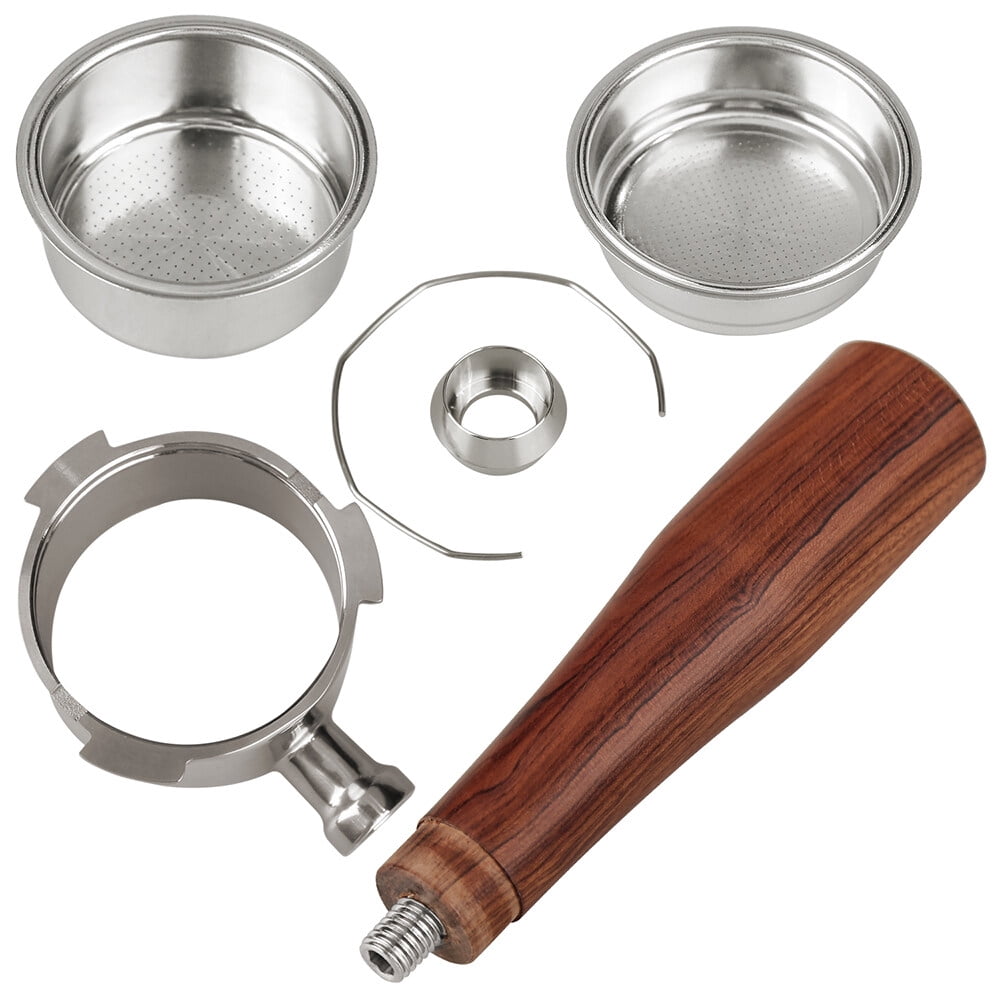 Leyfeng 51mm Bottomless Portafilter Coffee Bottomless Compatible with DeLonghi Espresso Machine EC680 and EC685 Rosewood Handle (Filter Basket Included)