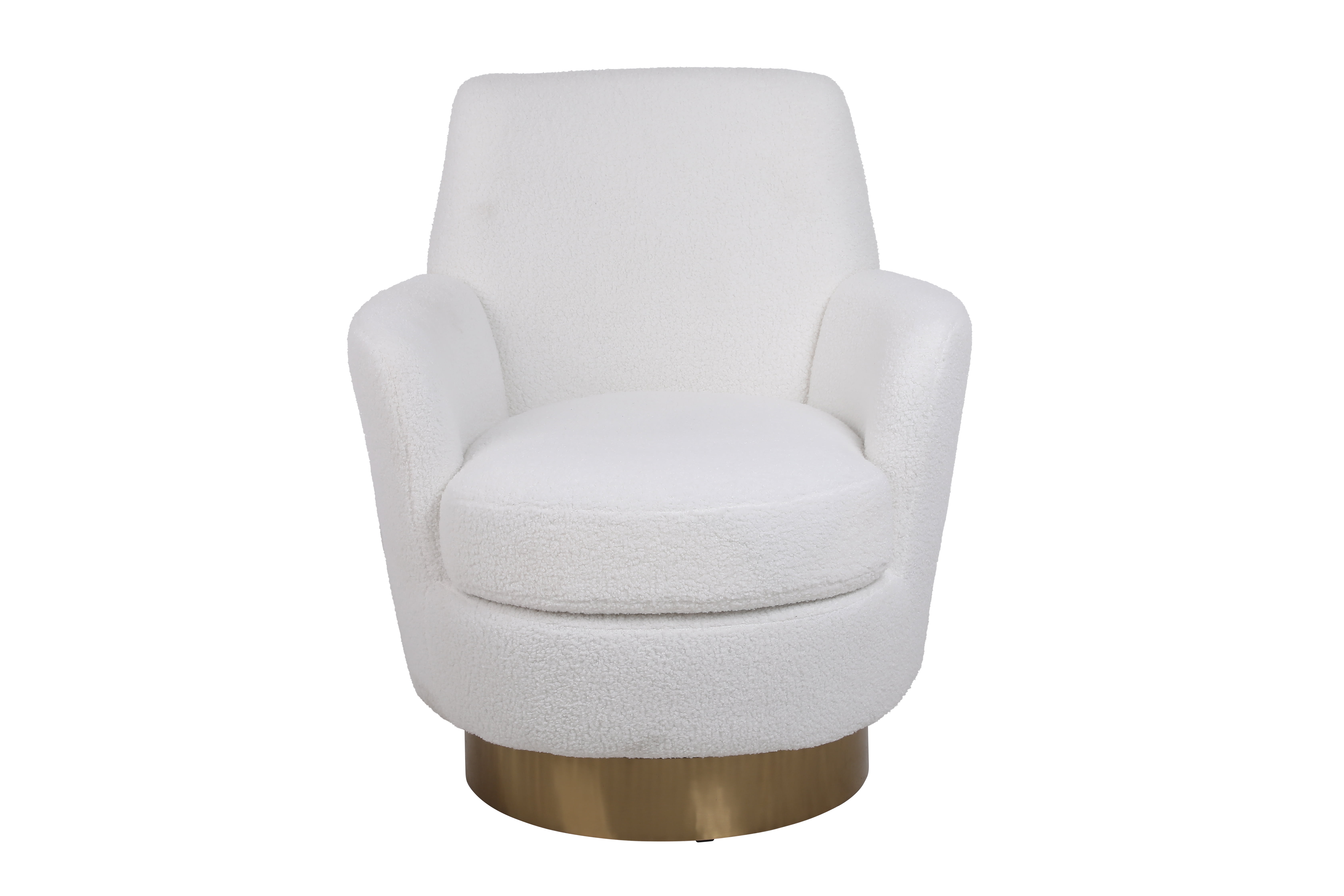 SOFTHION Swivel Accent Chair - Sherpa Teddy Barrel Chair With Metal Base, White - View #10