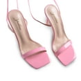 thumbnail image 5 of Zhabtuc Women Lace up Heels Sandals Sexy Strappy Stiletto Square Toe Open Toe Heels Sandals Party Prom Shoes Pink Size 11, 5 of 6