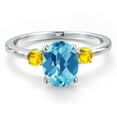 thumbnail image 3 of Gem Stone King 14K White Gold Swiss Blue Topaz and Yellow Sapphire Engagement Ring for Women | 2.52 Cttw | Oval Checkerboard 9X7MM | Gemstone November Birthstone | Size 7, 3 of 6