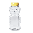 thumbnail image 2 of Parker Made in USA Honey Bottle Bear 12 Oz Clear Container Squeeze Jar with Lid, Bulk PETE (36 Pack), 2 of 4