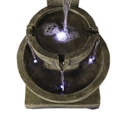 Willwolf 3-Tiered Water Fountain with Flat Bottom,Outdoor Fountain with LED Lights,Modern Fountain for Garden Porch and Patio,Resin Waterfall Fountain