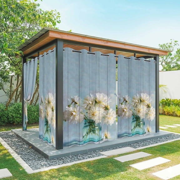 Outdoor Curtains for Patio Waterproof, Spring Flowers Outdoor Privacy Panels Grommet, Modern Farmhouse Oil Painting Floral Blackout Outside Curtains for Porch/Cabana/Pergola/Gazebo 54"x108", 1 Panel