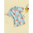 thumbnail image 3 of Suealasg Kids Boys One Piece Swimsuit 1T 2T 3T Short Sleeve Crab Tree Print Romper Swimwear Toddler Boys Rash Guard Bathing Suit Summer Beachwear, 3 of 9