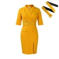 thumbnail image 4 of Robes pour Femmes 2024 Été Surdimensionnée Polyvalente à Manches Courtes Retrait de Taille Unie Fendue Col Tailleur Moulante Fendue Robe avec Ceinture Rabais de 50 % Liquidation!, 4 of 4