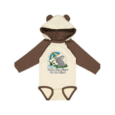 

Inktastic Take the Time to be Kind with Cute Elephant and Umbrella Gift Baby Boy or Baby Girl Long Sleeve Bodysuit