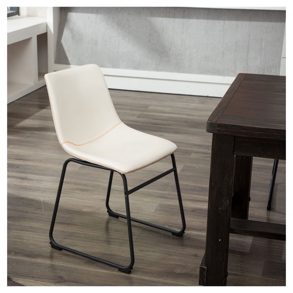 Lotusville Vintage PU Leather Dining Chairs, Set of 2, White