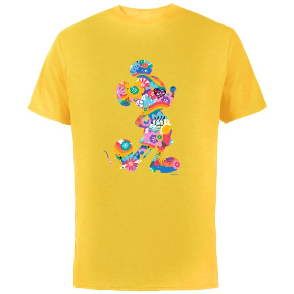 Disney Mickey Mouse Pride Pose Rainbow Icon Fill Doodles - Short Sleeve Cotton T-Shirt for Adults - Customized-Yellow
