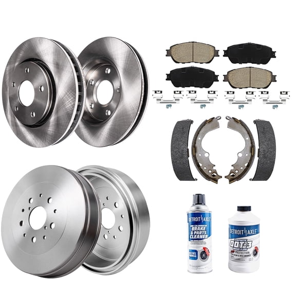 Detroit Axle - Kit for 2004-2010 Toyota Sienna Disc Brake Rotors Ceramic Brake Pads Replacement 2005 2006 2007 2008 2009 Brakes Drums and Brakes Shoes