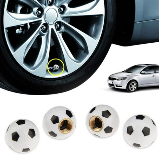 4x ballon de football noir tige de valve de pneu de voiture bouchon d'air  rond couvre vélo/ATV universel 