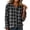 Gray, variant on Women's Checkered Button Down Shirts Lightweight Soft Henley Roll Up Long Sleeve Tops Relaxed Casual Fall Layering Blouses L