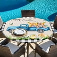 thumbnail image 6 of Black Plaid Easter Round Tablecloth, Fitted Table Cover with Elastic for 45"-54" Round Tables, Truck Spring Floral Bunny Animals Rustic Table Cloth Outdoor Indoor Dinning Party Waterproof Tablecloths, 6 of 7