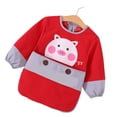 thumbnail image 4 of Baberos para comer para niños pequeños Patrón de cerdo rojo Impermeable Resistente a las manchas Reversible Extra largo Fibra de poliéster Mangas largas Baberos de alimentación para bebés Tamaño 90, 4 of 5