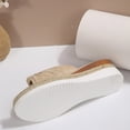 thumbnail image 4 of KIJBLAE Women's Solid Color One Band Open Toe Sandals, Thick Sole Wedge Comfort Casual Summer Beach Outdoor Slippers Beige 42, 4 of 9