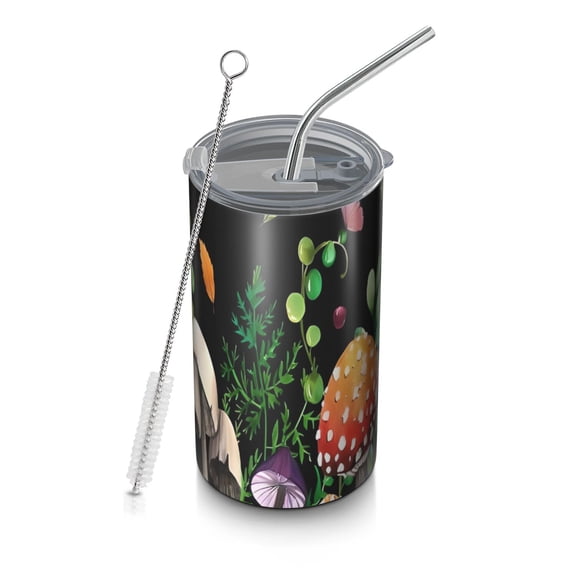 20oz Coffee Tumblers Red Mushroom Snail Black Pattern Stainless Steel Vacuum Insulated Travel Tumbler Coffee Cups Mug with Lid and Straw with Cleaning Brush for Cold & Hot Drinks