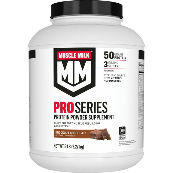 Muscle Milk Pro Series Protein Powder, Knockout Chocolate, 50g Protein, 5 Pound Canister
