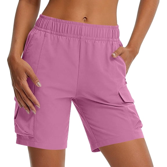 ZHYou Hiking Cargo Shorts for Women Elastic Waist Lightweight Water Resistant Quick Dry Athletic Shorts with Pockets