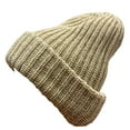 thumbnail image 3 of COUVER Unisex Blaze Chunky Cuffed Knit Roll Up Beanie Cap - 12'' 100% Acrylic Hat, Oatmeal, One Size, 1 Piece, 3 of 8