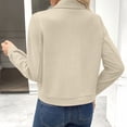 thumbnail image 5 of AVRNLIQ Womens Beige Suede Cropped Jacket Button Down Lapel Collar Long Sleeve Casual Lightweight Outerwear,Size M, 5 of 8